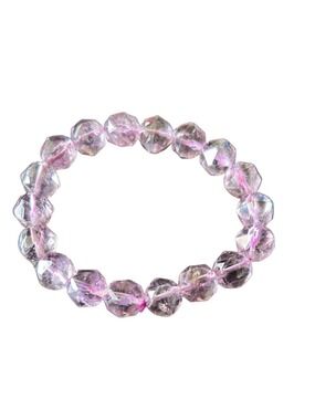 Translucent amethyst, purple Beaded Bracelet for clarity and stress
